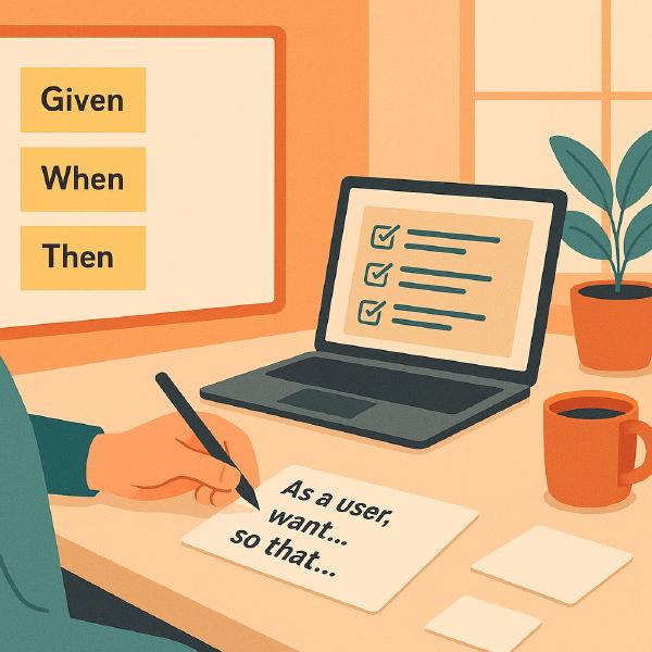 BA ghi user story lên thẻ kèm acceptance criteria
